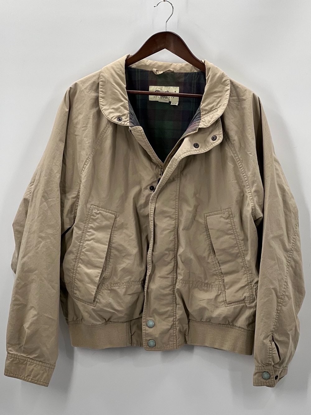390 Eddie Bauer Large Khaki Vintage Lightweight Bomber Jacket